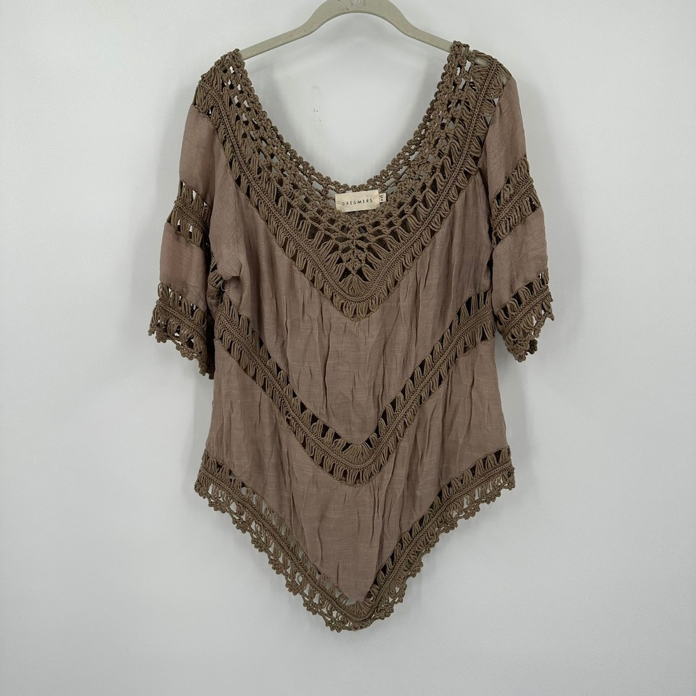 Womens Boho Handkerchief Top Size M Earthy Gypsy Peasant Whimsigoth Festival